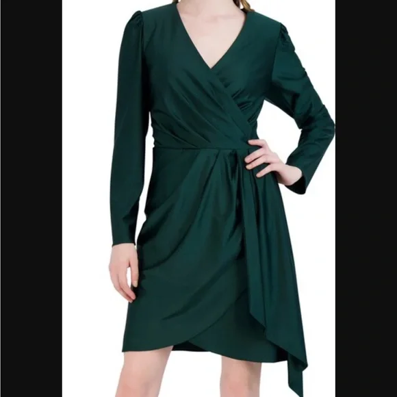 Julia Jordan Long Sleeve Faux Wrap Dress - Picture 11 of 11